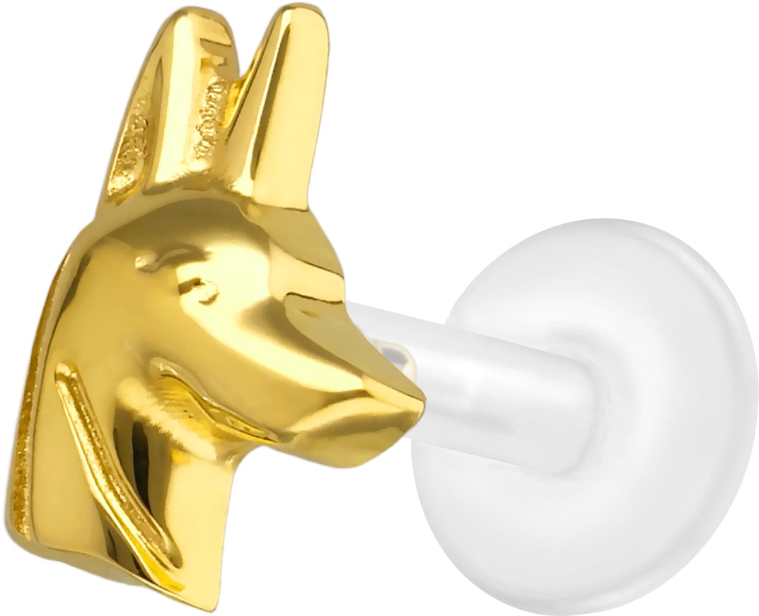 PTFE Labret Piercing mit Innengewinde + Titan-Aufsatz ANUBIS KOPF